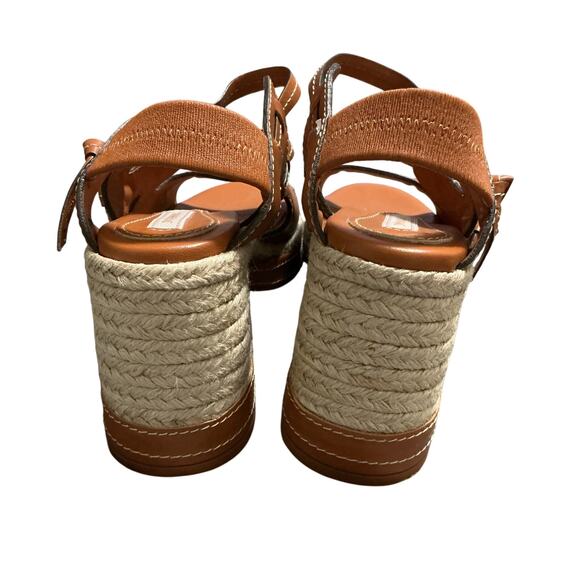 Zimmermann Tan Espadrille Leather Platform Sandals 38 US 7.5 Elastic Back - Picture 6 of 12